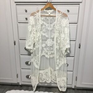 DIZZIRE Lace Crochet Duster Kimono size S